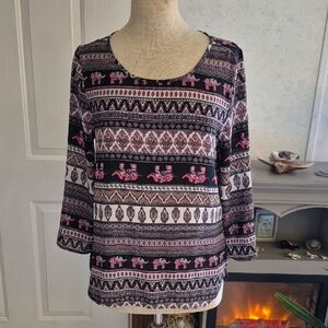 Pink Rose Vibrant Patterned Blouse